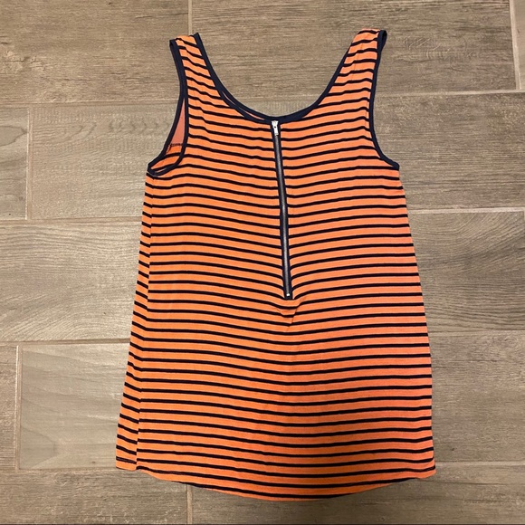 Rue21 Orange & Navy Blue Zip Back Striped Tank Women’s Size Medium - Picture 5 of 8